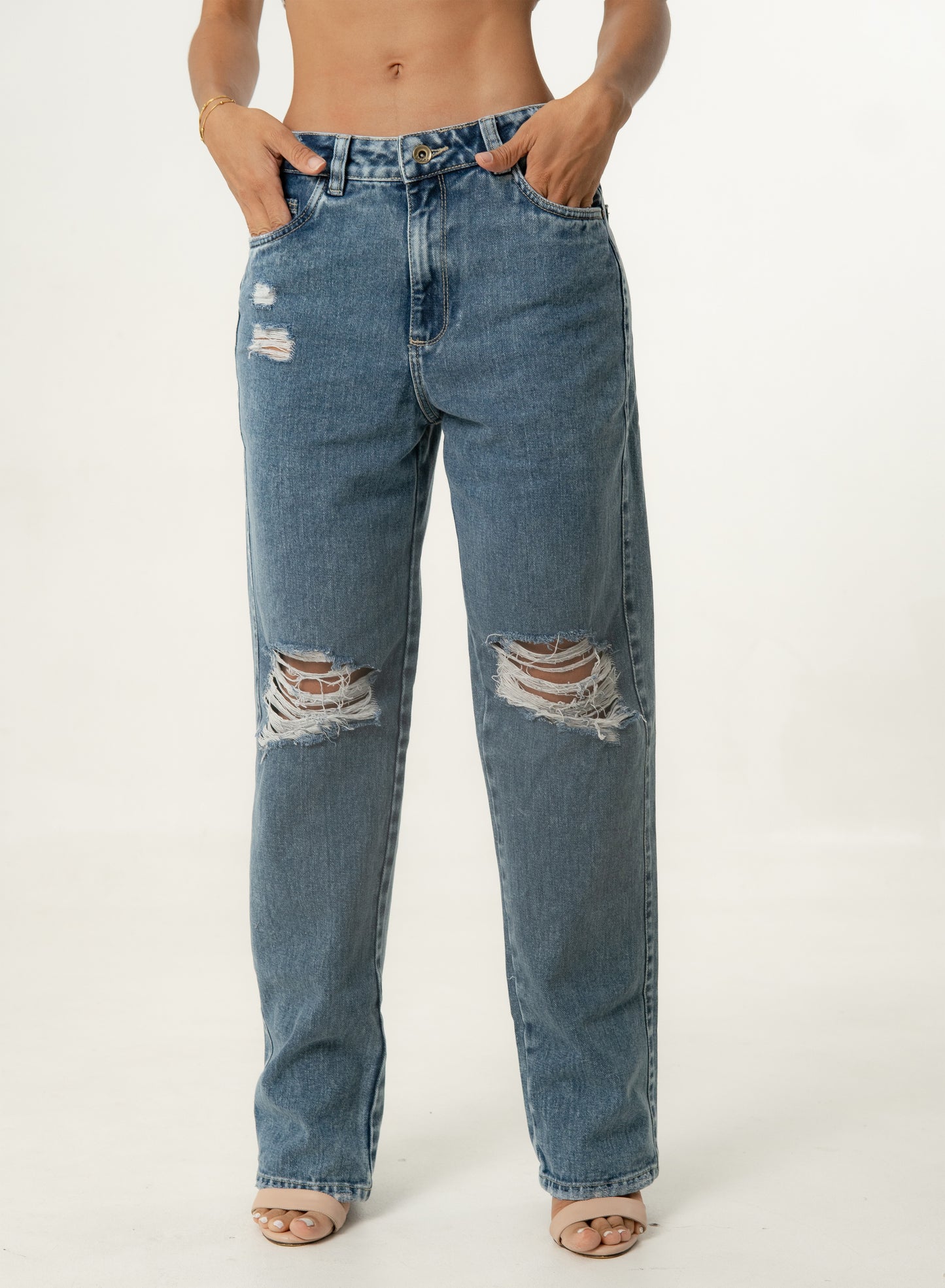 RIpped Low Rise Boyfriend Jeans