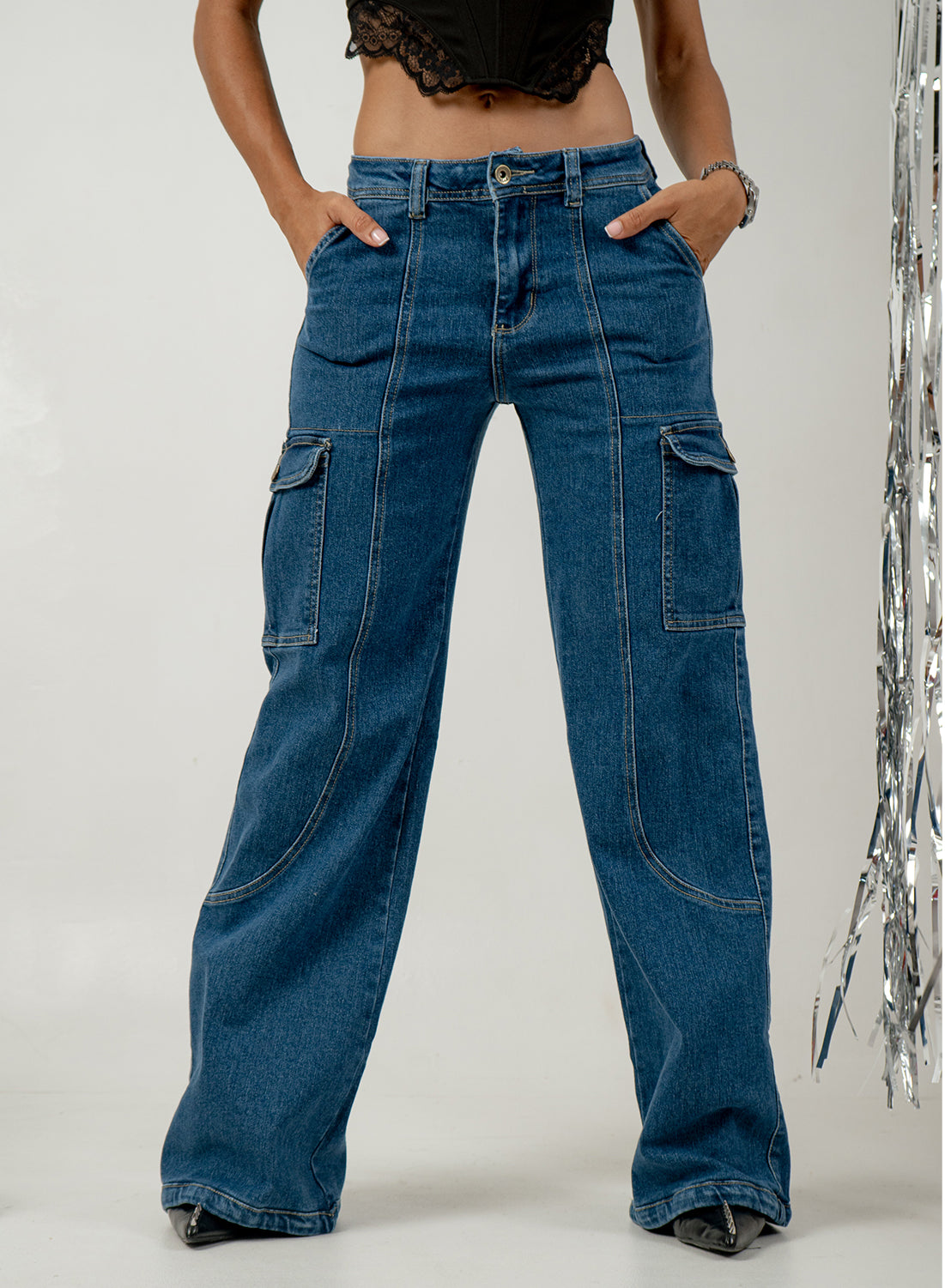 Women's Mid Rise Cargo Jeans