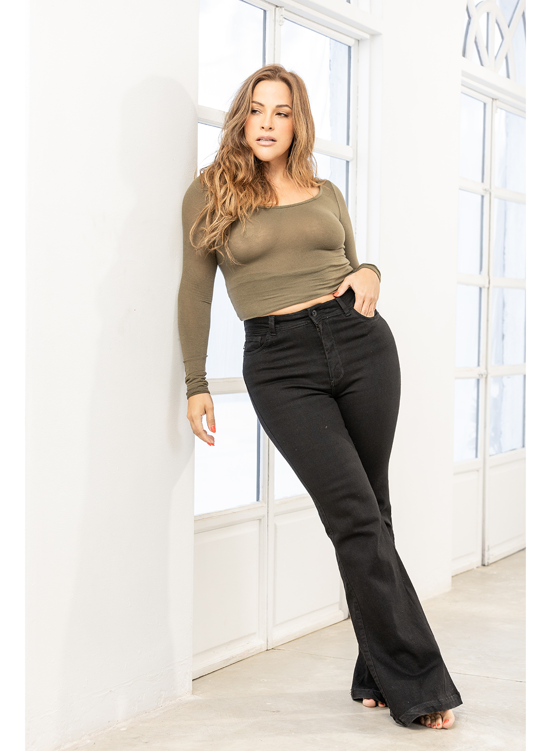 Marsella Black - Women's High Rise Bootcut Jeans