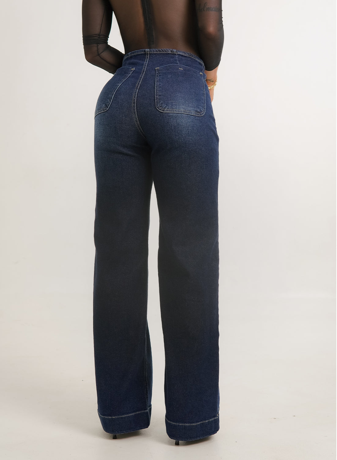 Women's Mid Rise Mom Flare Jeans navy blue