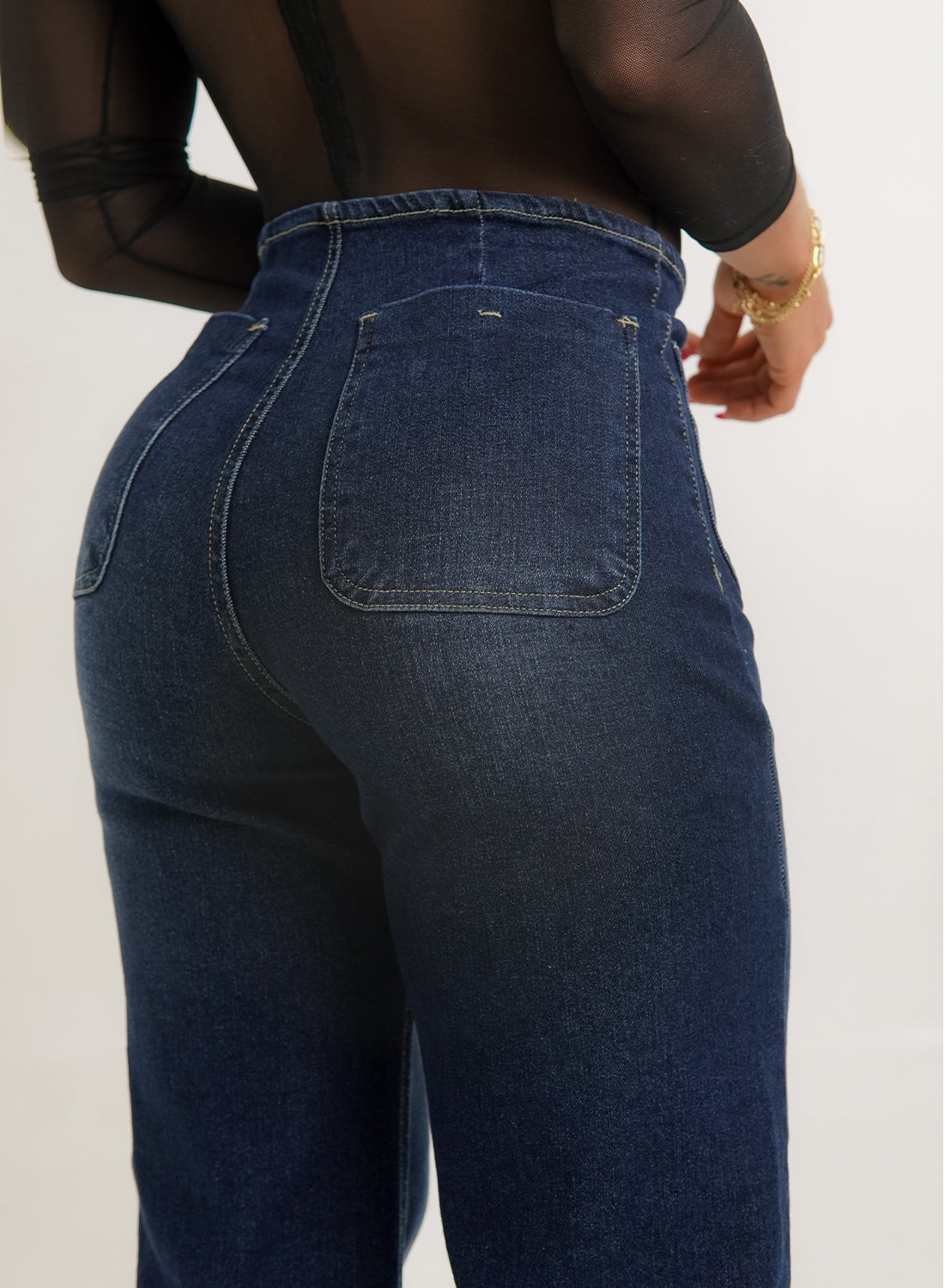 Women's Mid Rise Mom Flare Jeans navy blue