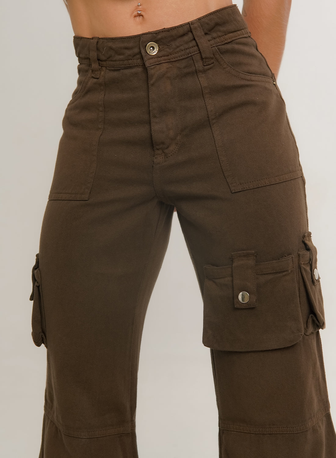 Women's Low Rise Cargo Jeans Chocolate