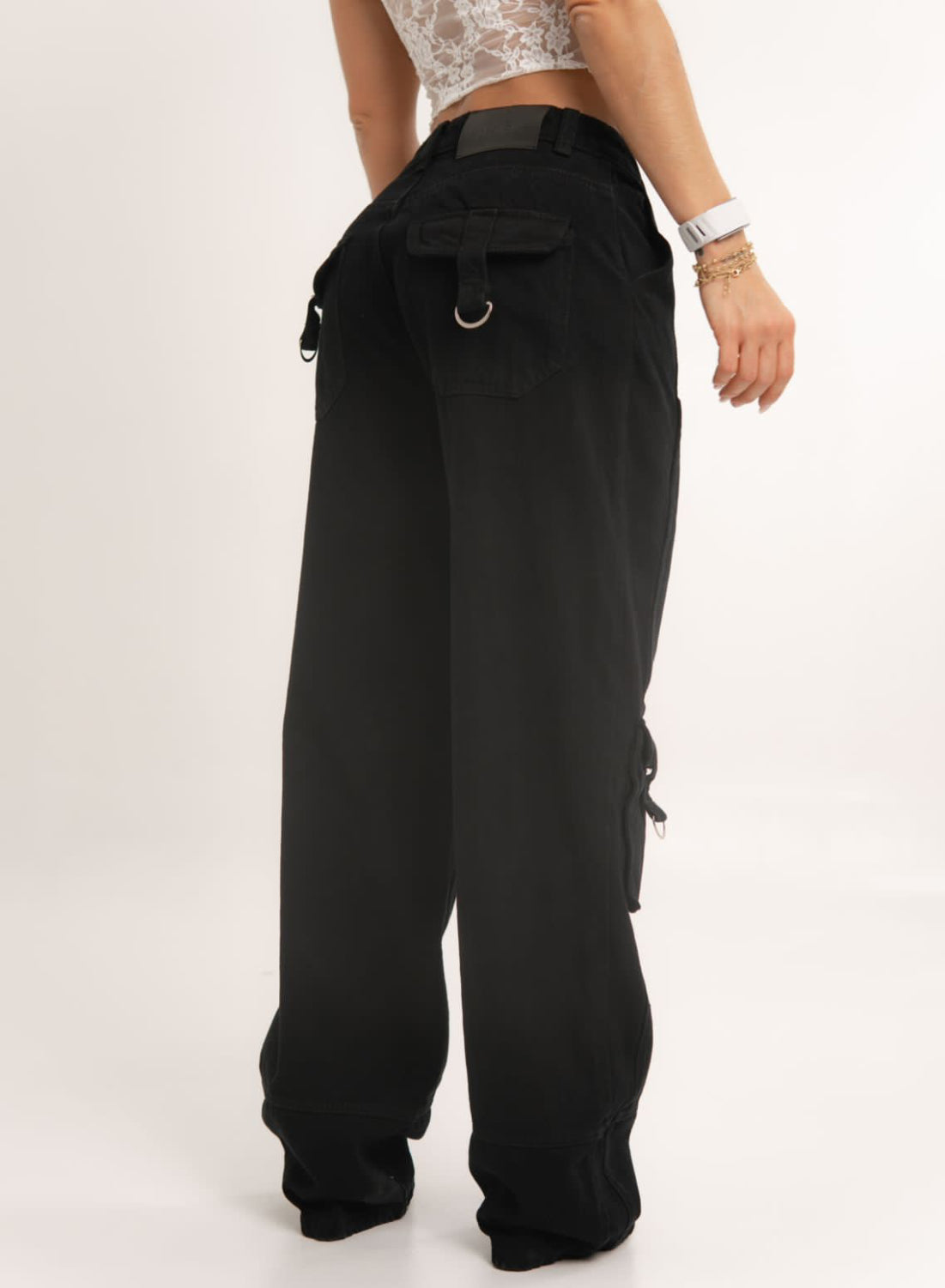 Women's Low Rise Black Cargo Jeans denim alien jeans