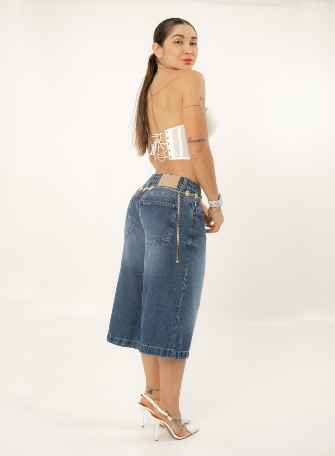 Women's Extra Long Low Rise Relaxed Jorts BLUE ALIEN JEANS