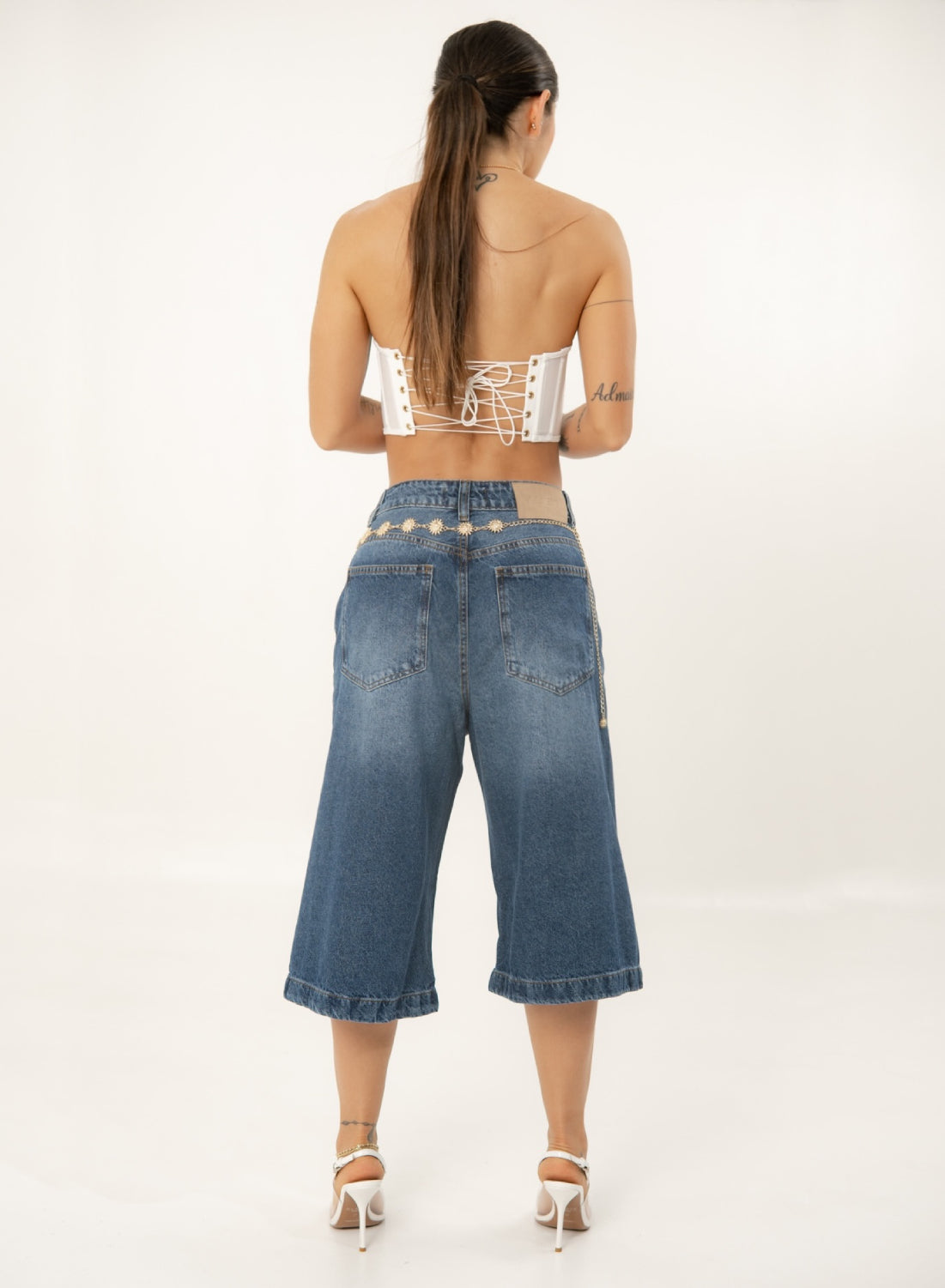 Women's Extra Long Low Rise Relaxed Jorts BLUE ALIEN JEANS