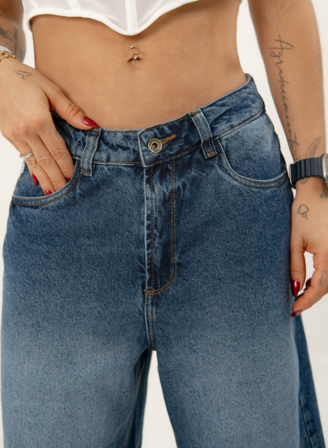Women's Extra Long Low Rise Relaxed Jorts BLUE ALIEN JEANS