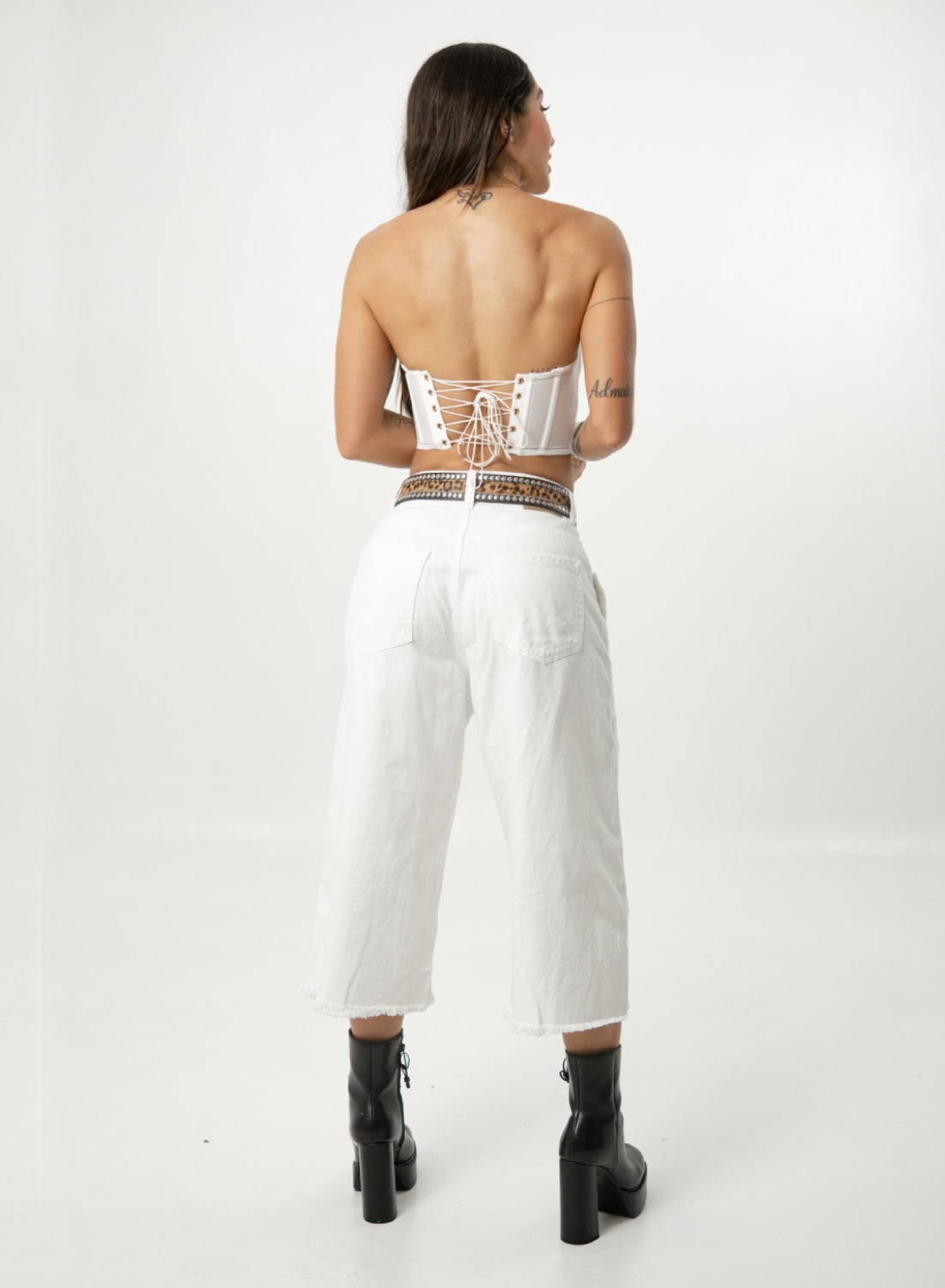 Women's Extra Long Low Rise White Jorts