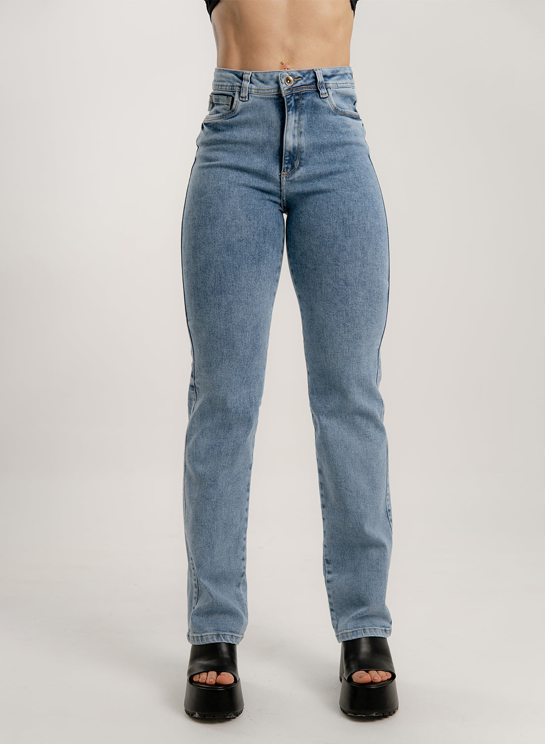 Mid Rise Mom Straight Jeans