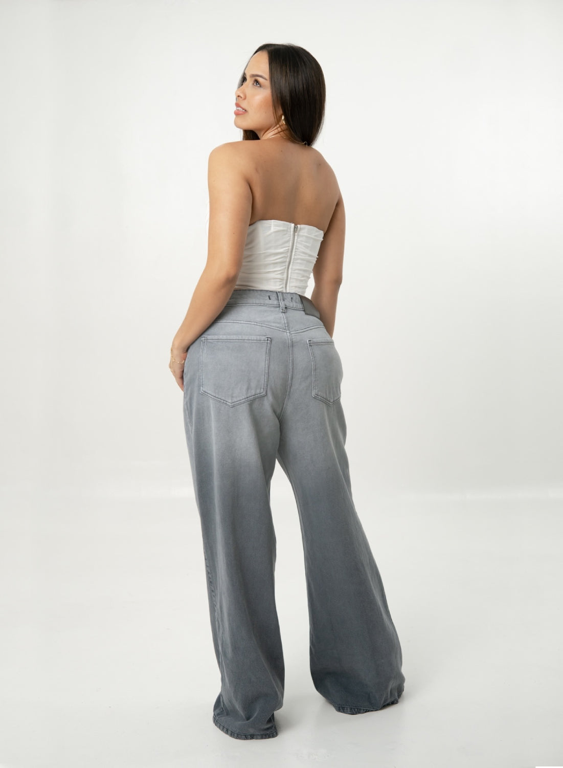 Women's Low Rise GRAY Wide Leg Alien Jeans