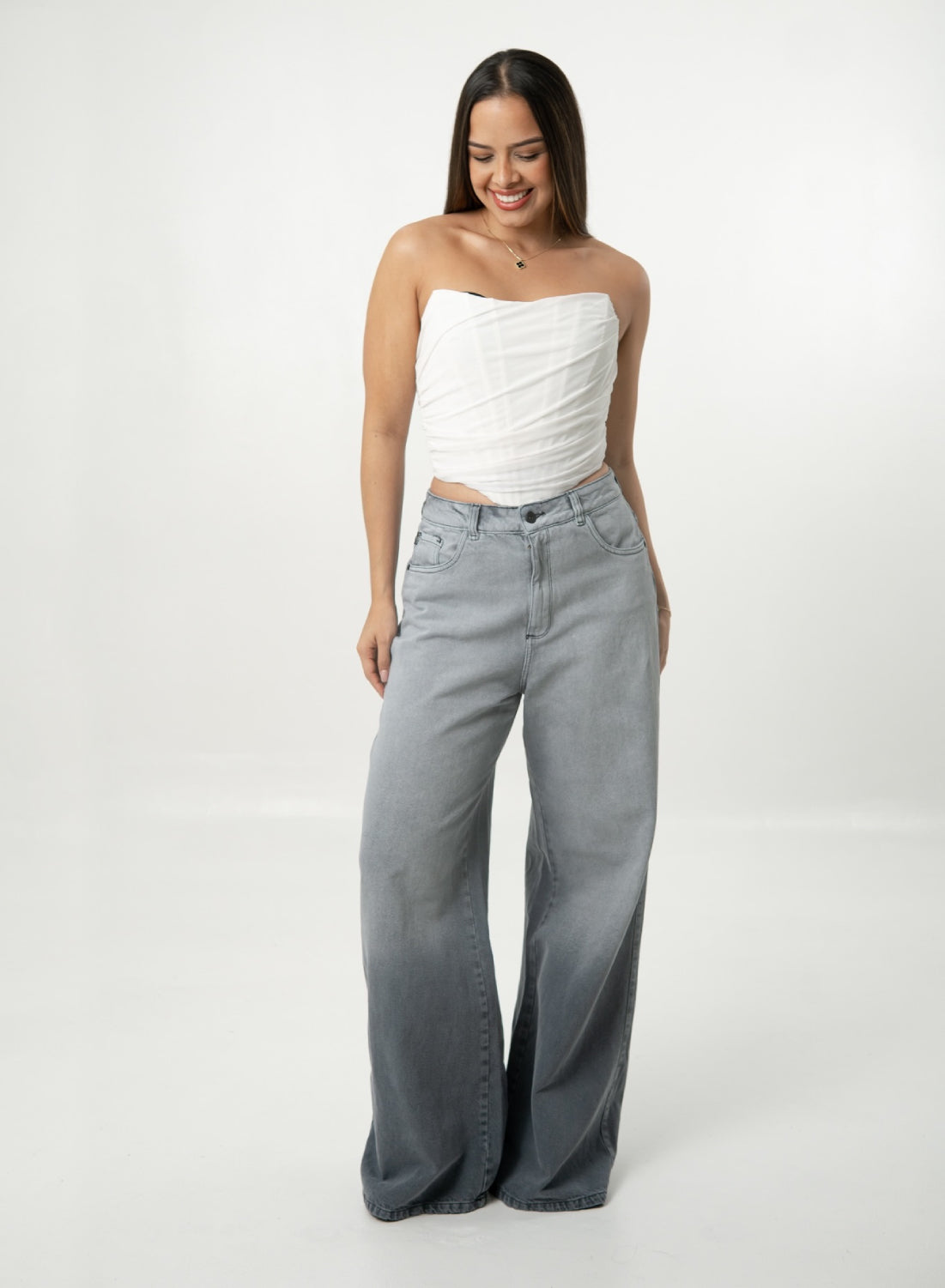Women's Low Rise GRAY Wide Leg Alien Jeans