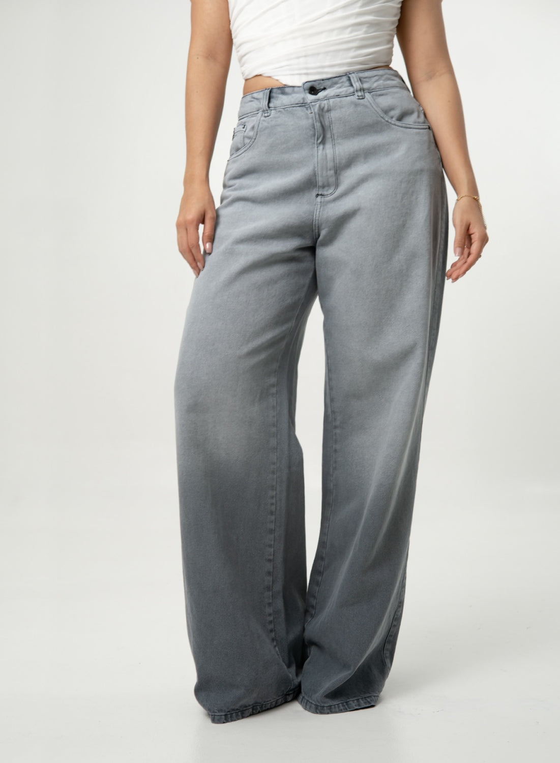 Women's Low Rise GRAY Wide Leg Alien Jeans
