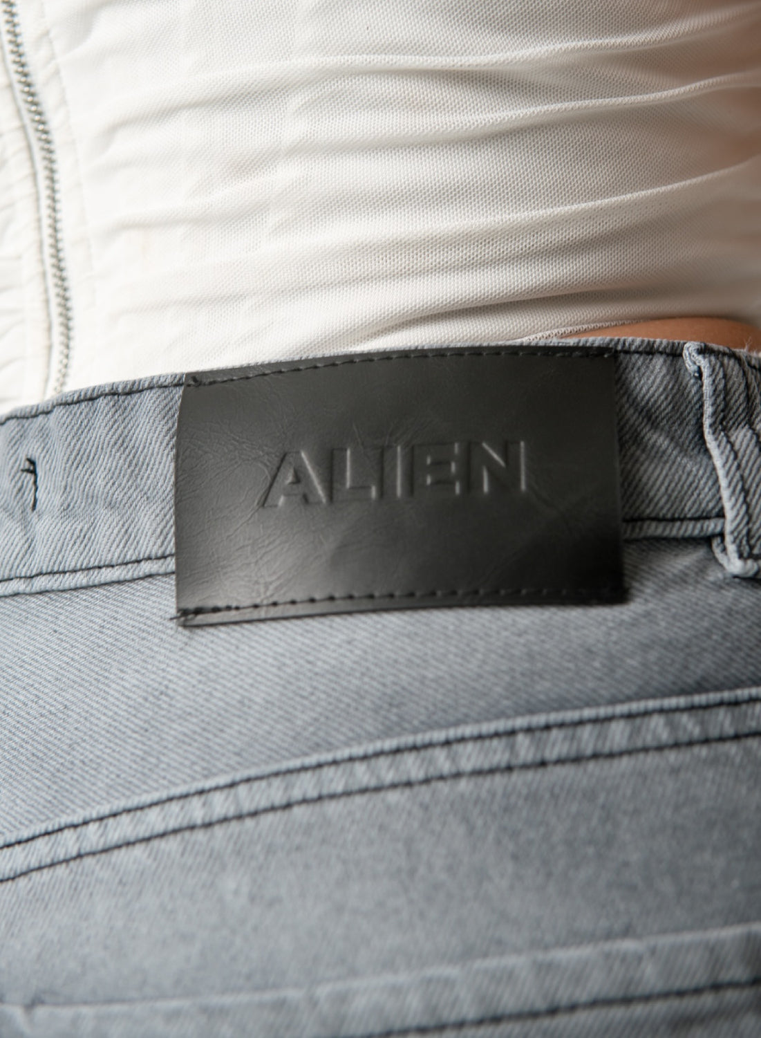 Women's Low Rise GRAY Wide Leg Alien Jeans
