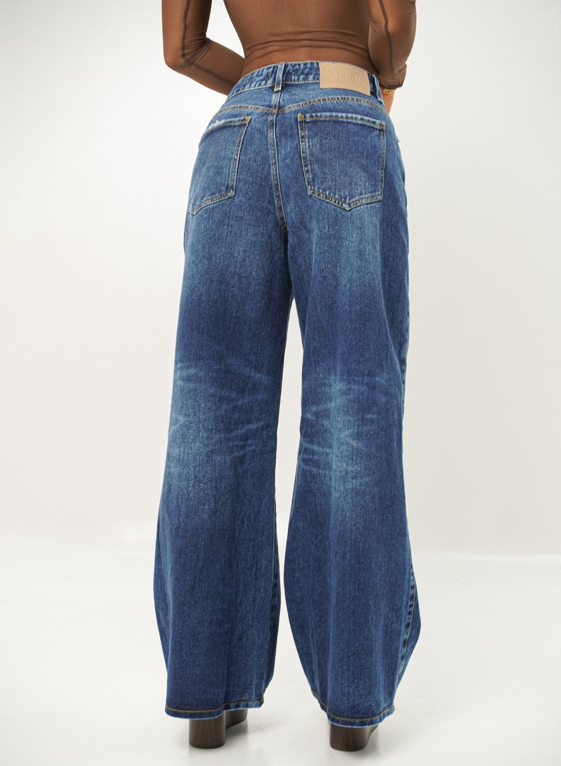 Women's Low Rise BLUE  Wide Leg Alien Jeans