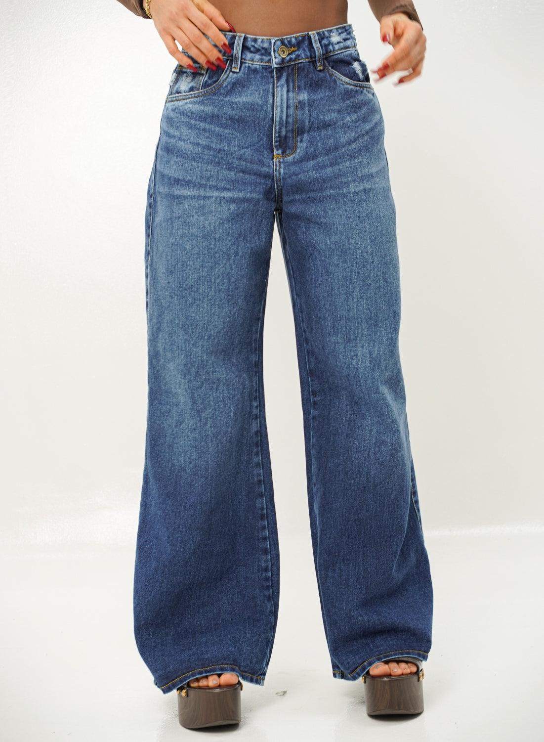 Women's Low Rise BLUE  Wide Leg Alien Jeans