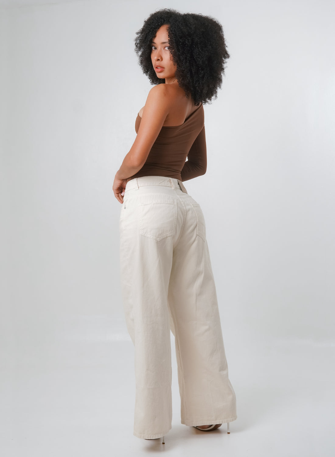 Cora Vanilla - Women's Low Rise Wide Leg Alien  Jeans