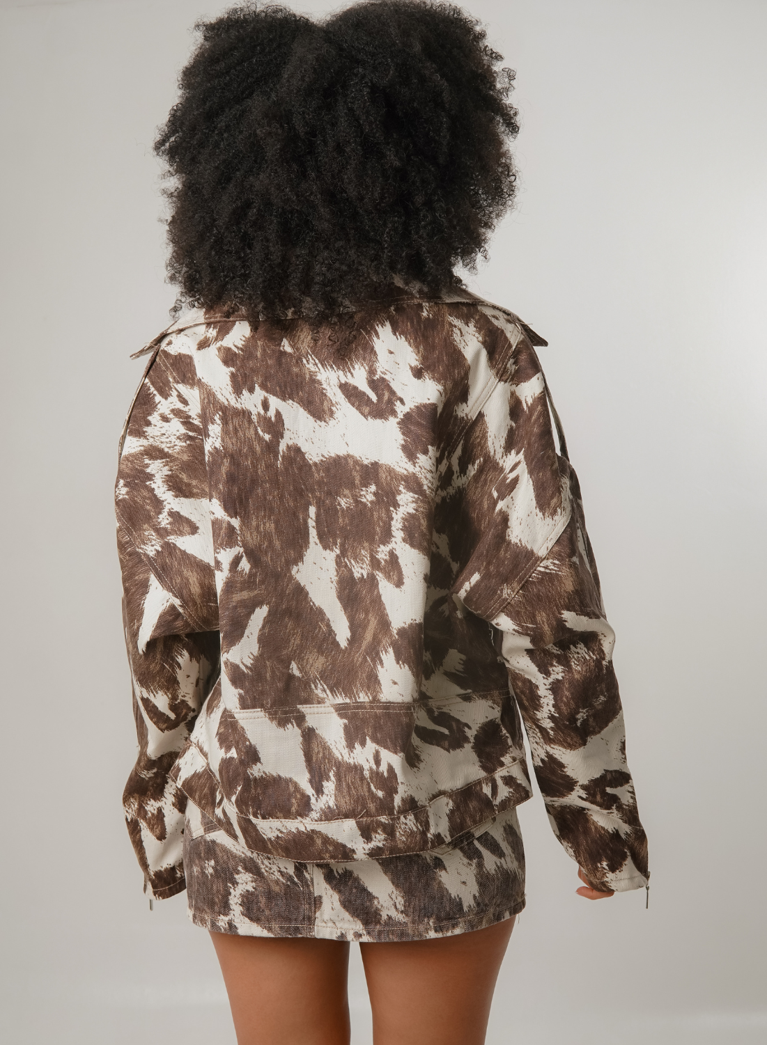 Cow printed- Women's Oversized Denim Jacket alien jeans