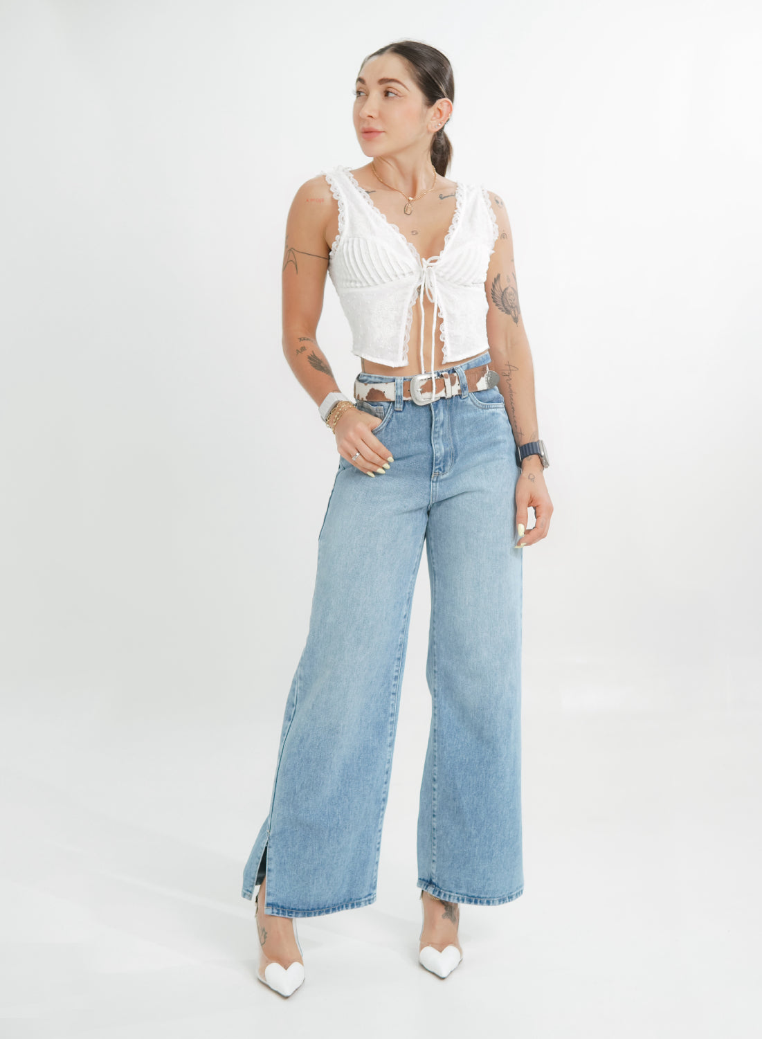 Women's Mid Rise Straight Jeans Light Blue