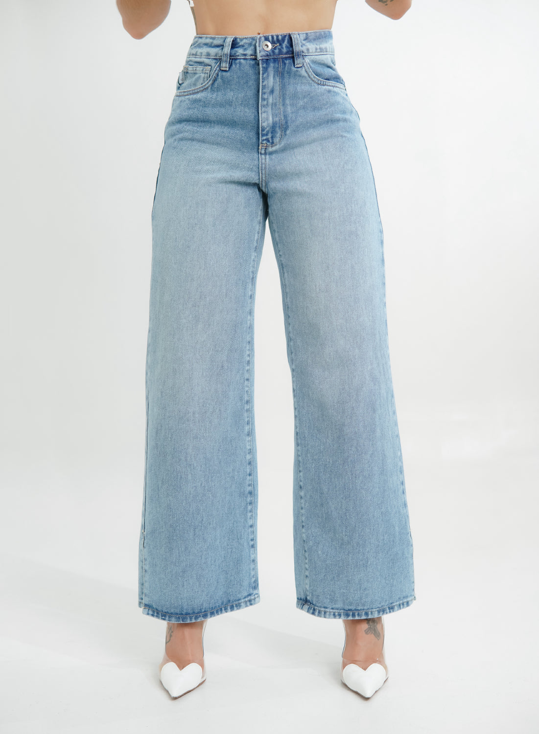 Women's Mid Rise Straight Jeans Light Blue