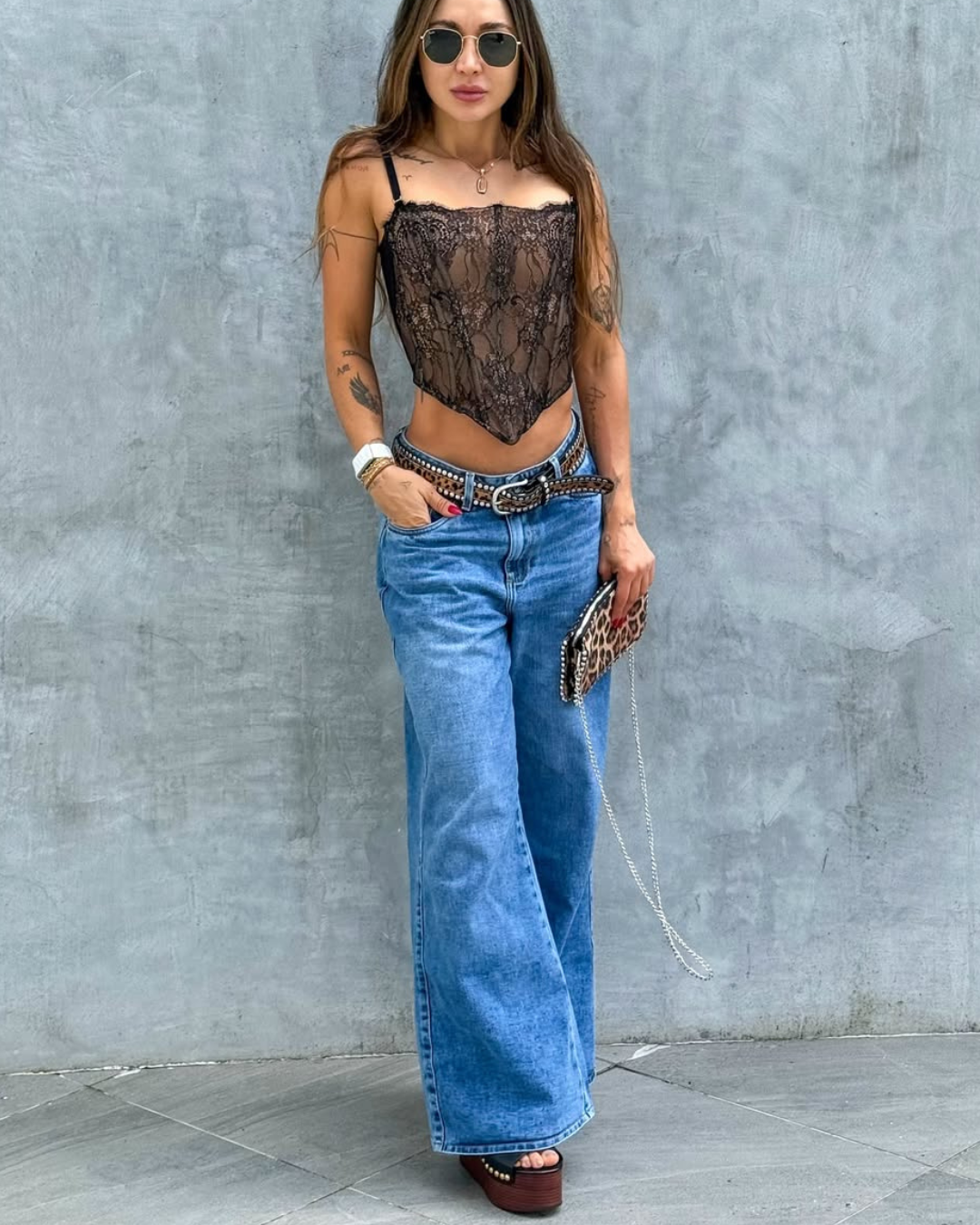 ALIEN JEANS WIDE LEG BLUE