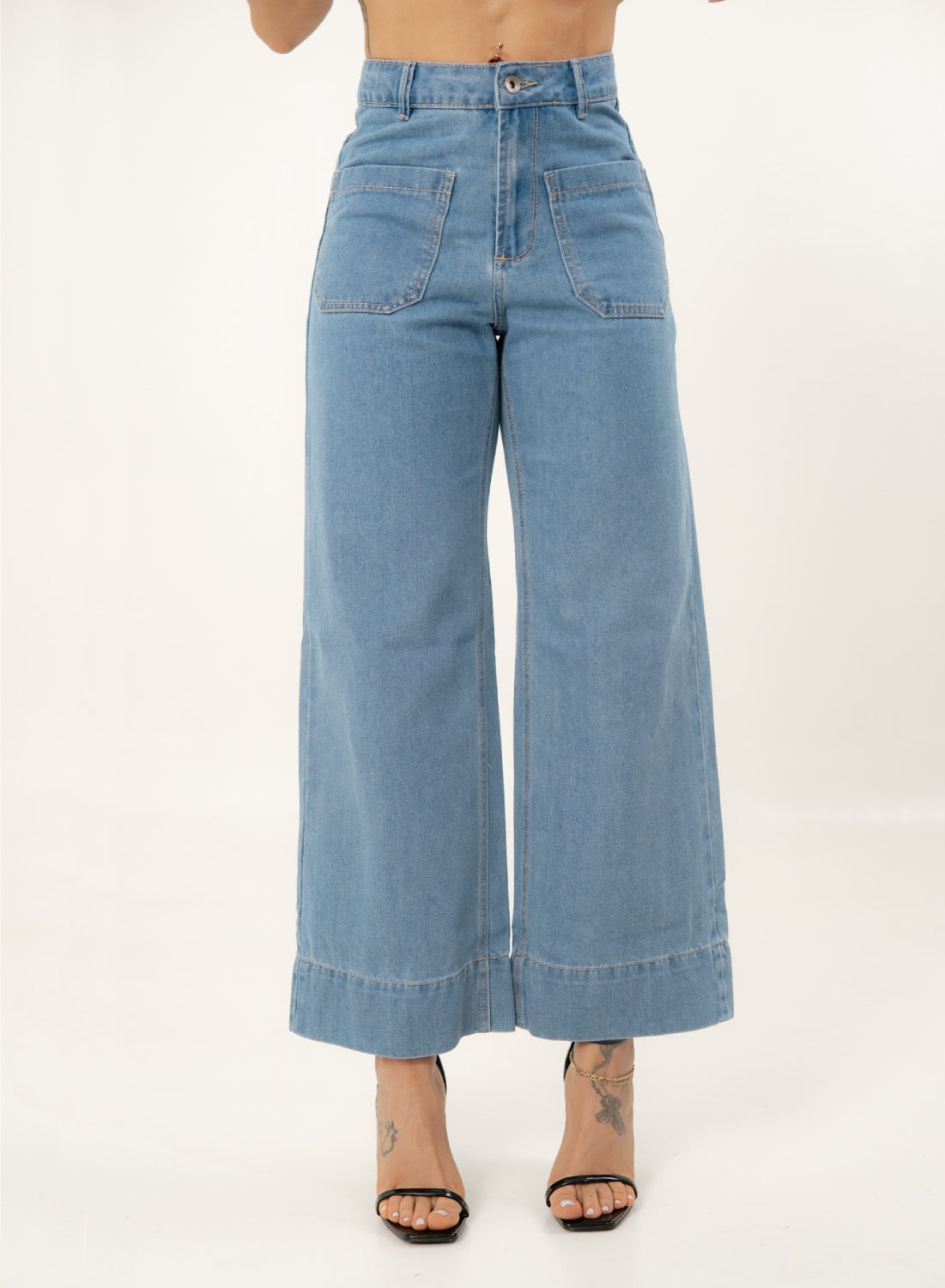 Women's Blue High Rise Straight Cropped Alien Jeans