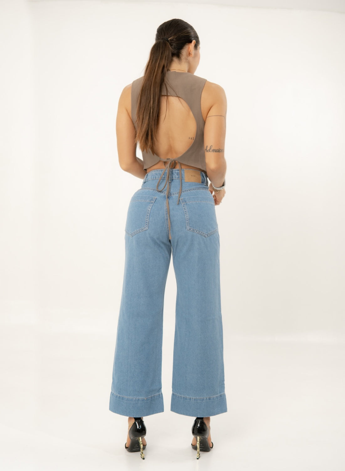 Women's Blue High Rise Straight Cropped Alien Jeans