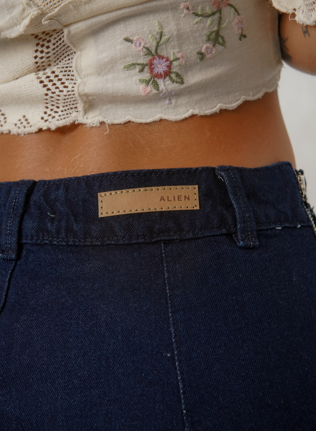 Women's Pleated Denim Mini Skirt Alien Jeans