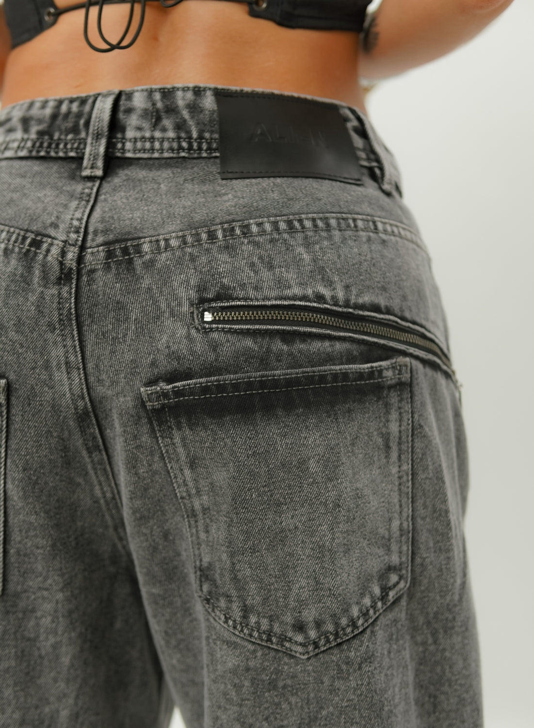 Women's Mid Waist Baggy Gray Alien Jeans