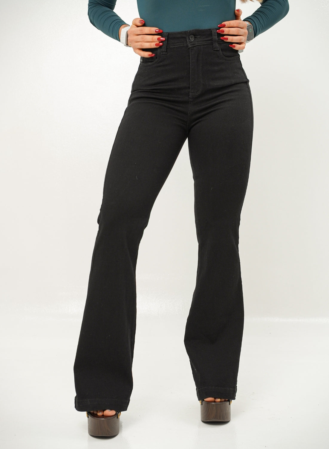 Marsella Black - Women's High Rise Bootcut Jeans