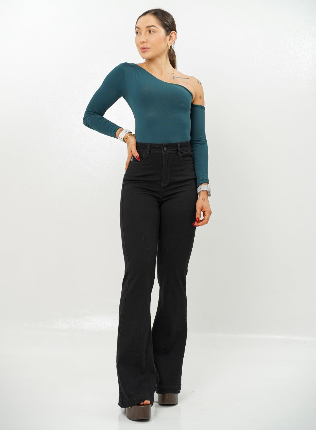 Marsella Black - Women's High Rise Bootcut Jeans