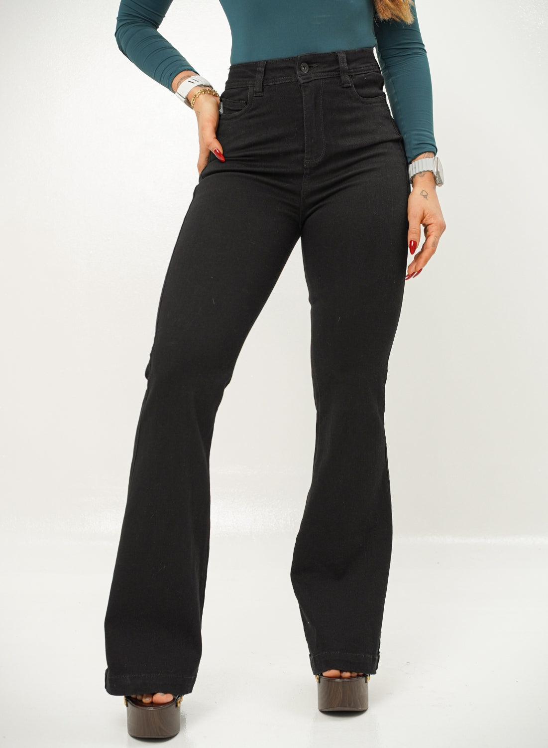 Marsella Black - Women's High Rise Bootcut Jeans