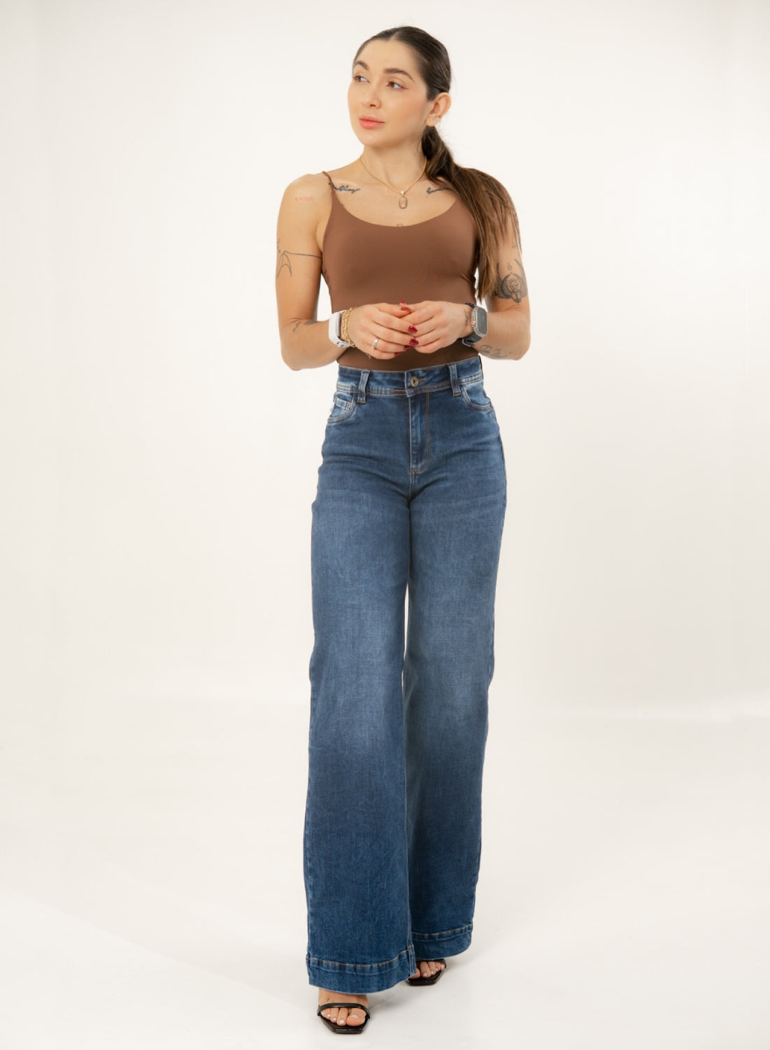 Women's Classic Mom Flare Jeans DARK BLUE ALIEN JEANS