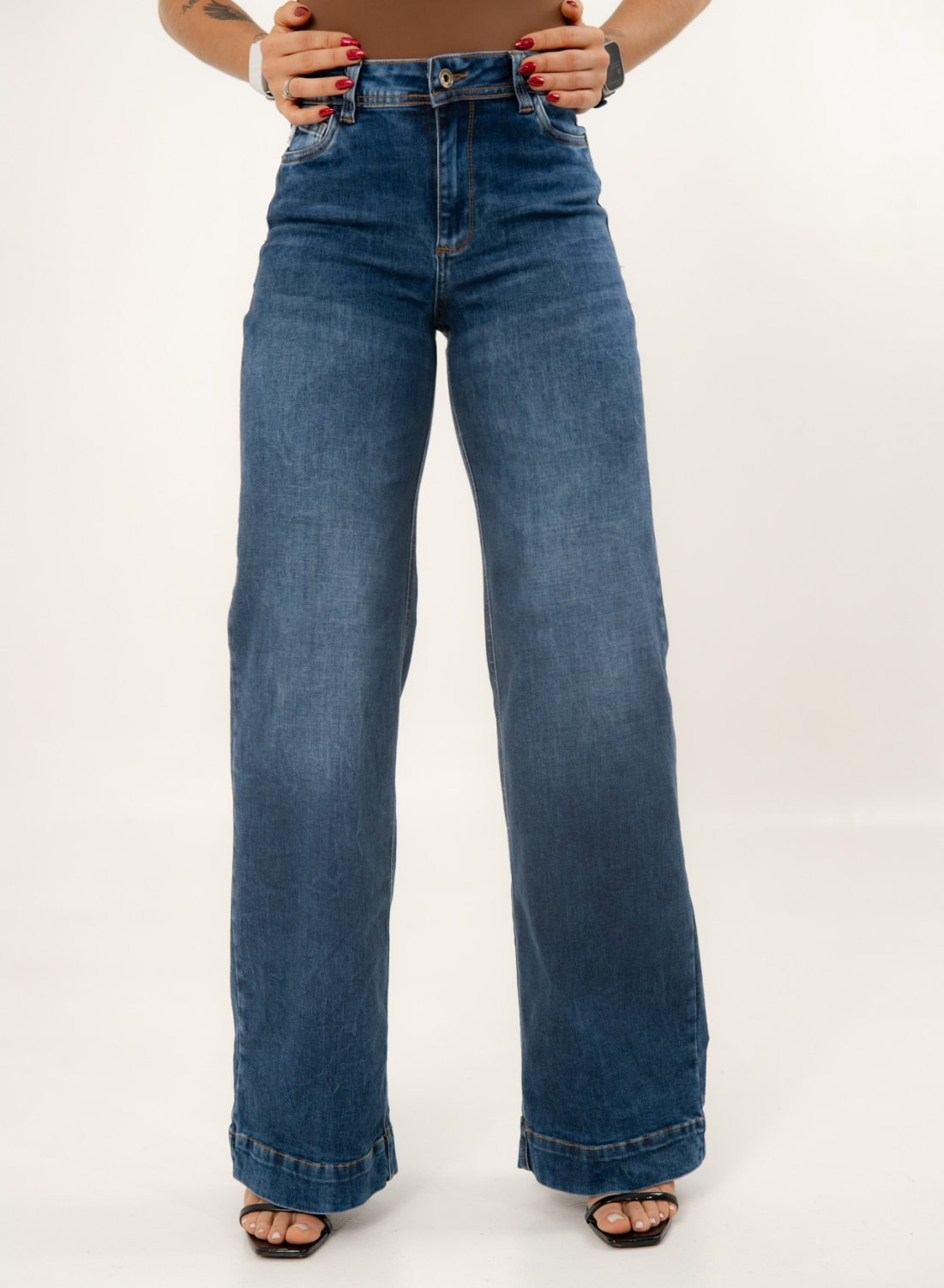 Women's Classic Mom Flare Jeans DARK BLUE ALIEN JEANS