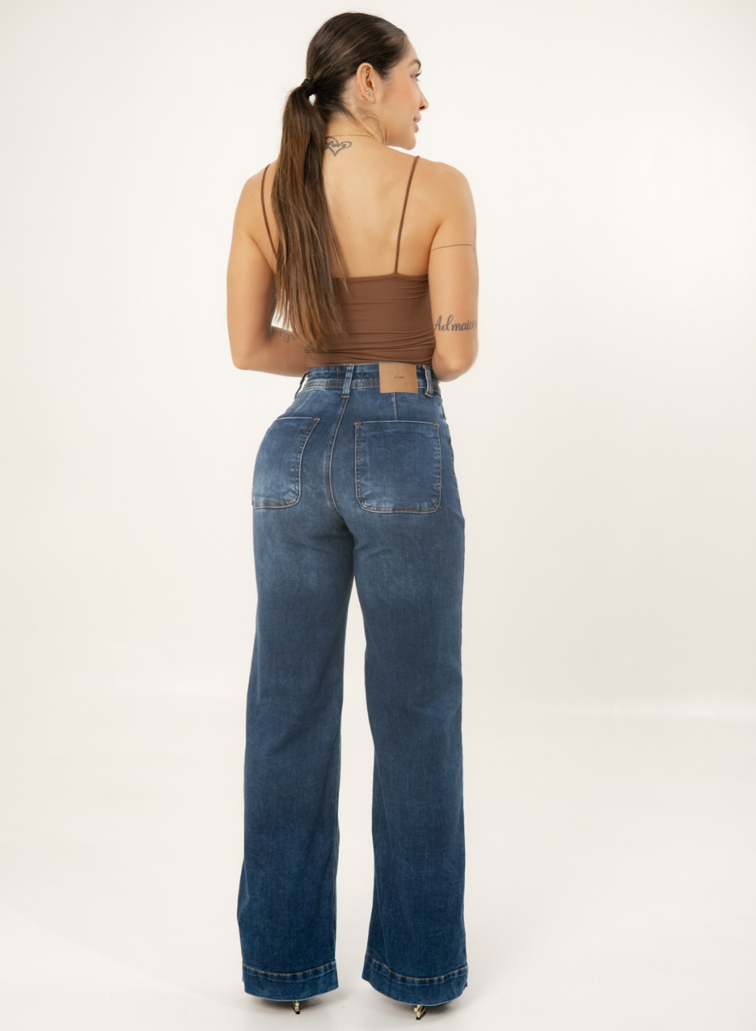 Women's Classic Mom Flare Jeans DARK BLUE ALIEN JEANS