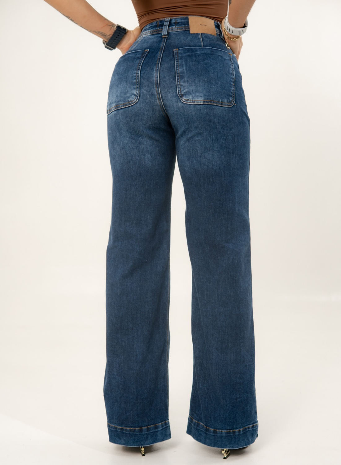 Women's Classic Mom Flare Jeans DARK BLUE ALIEN JEANS