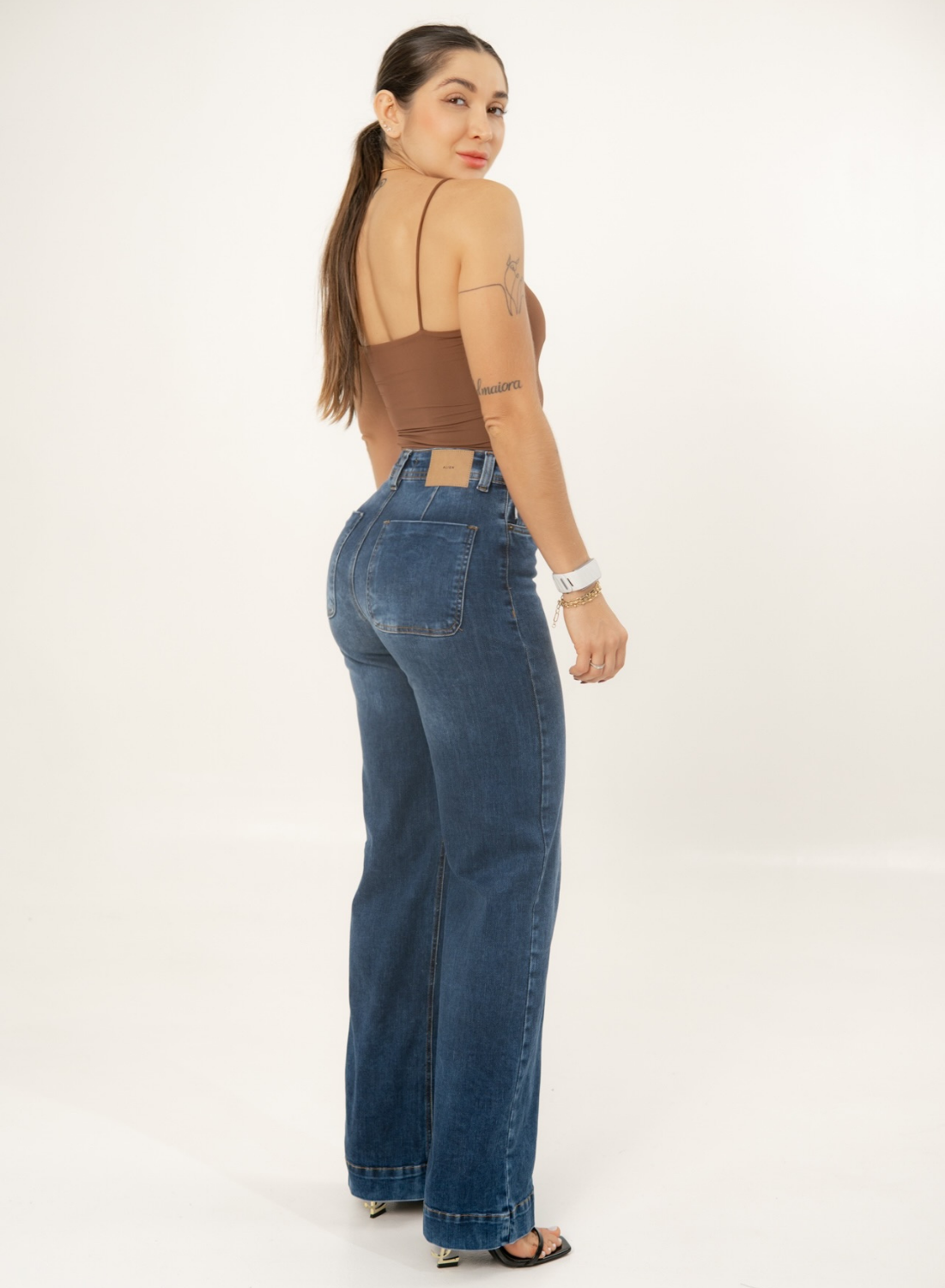 Women's Classic Mom Flare Jeans DARK BLUE ALIEN JEANS