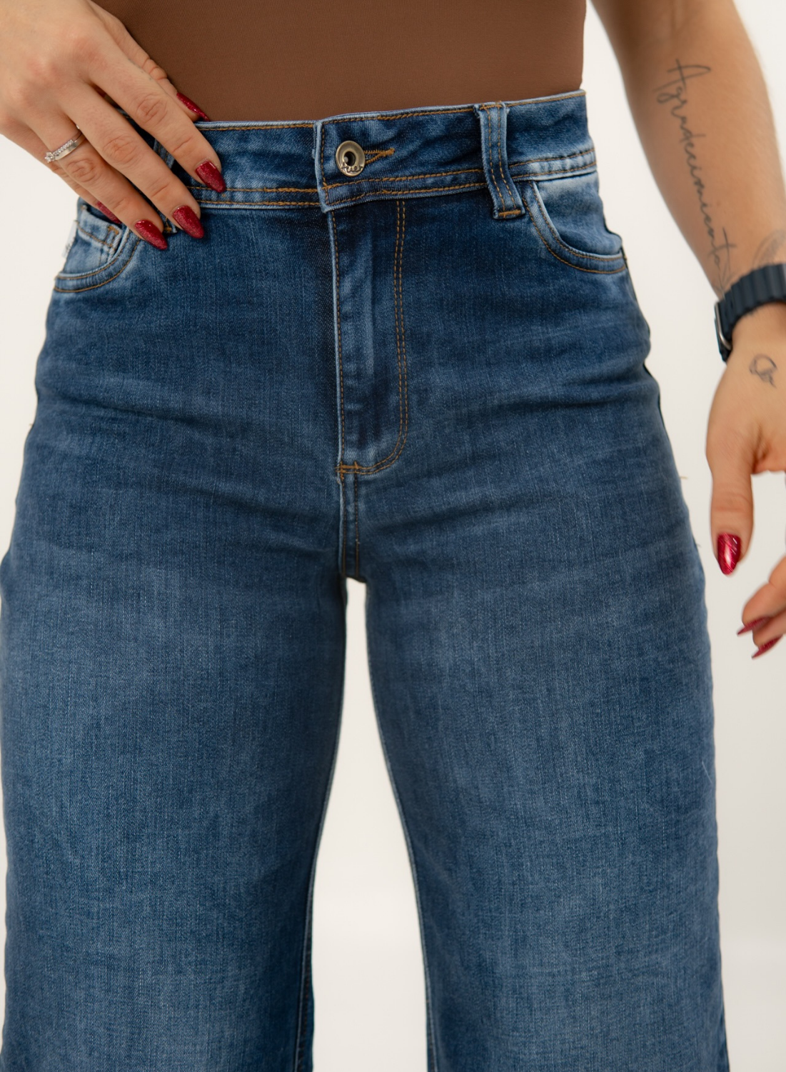Women's Classic Mom Flare Jeans DARK BLUE ALIEN JEANS