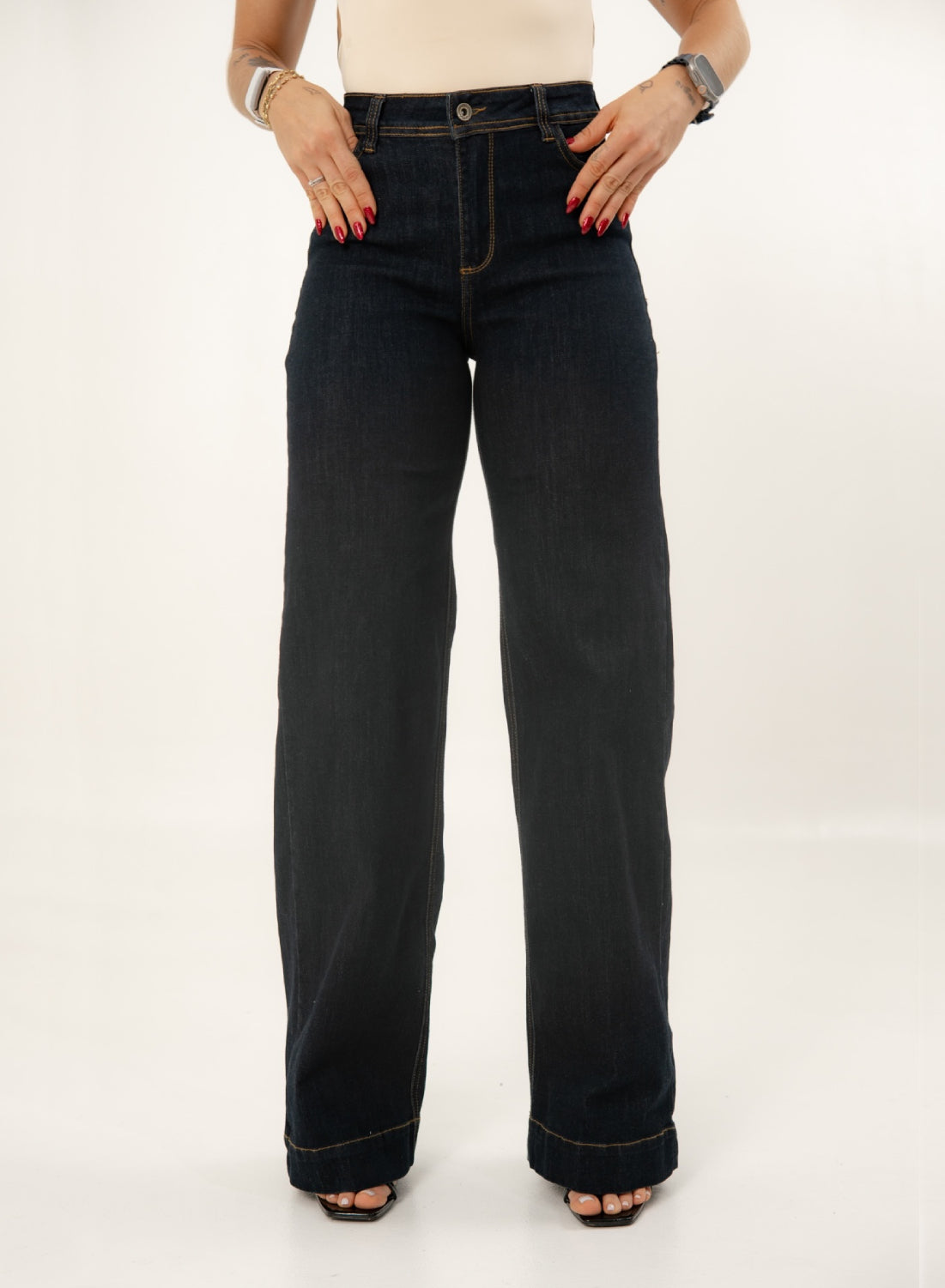 Women's Classic Mom Flare Jeans dark blue alien jeans