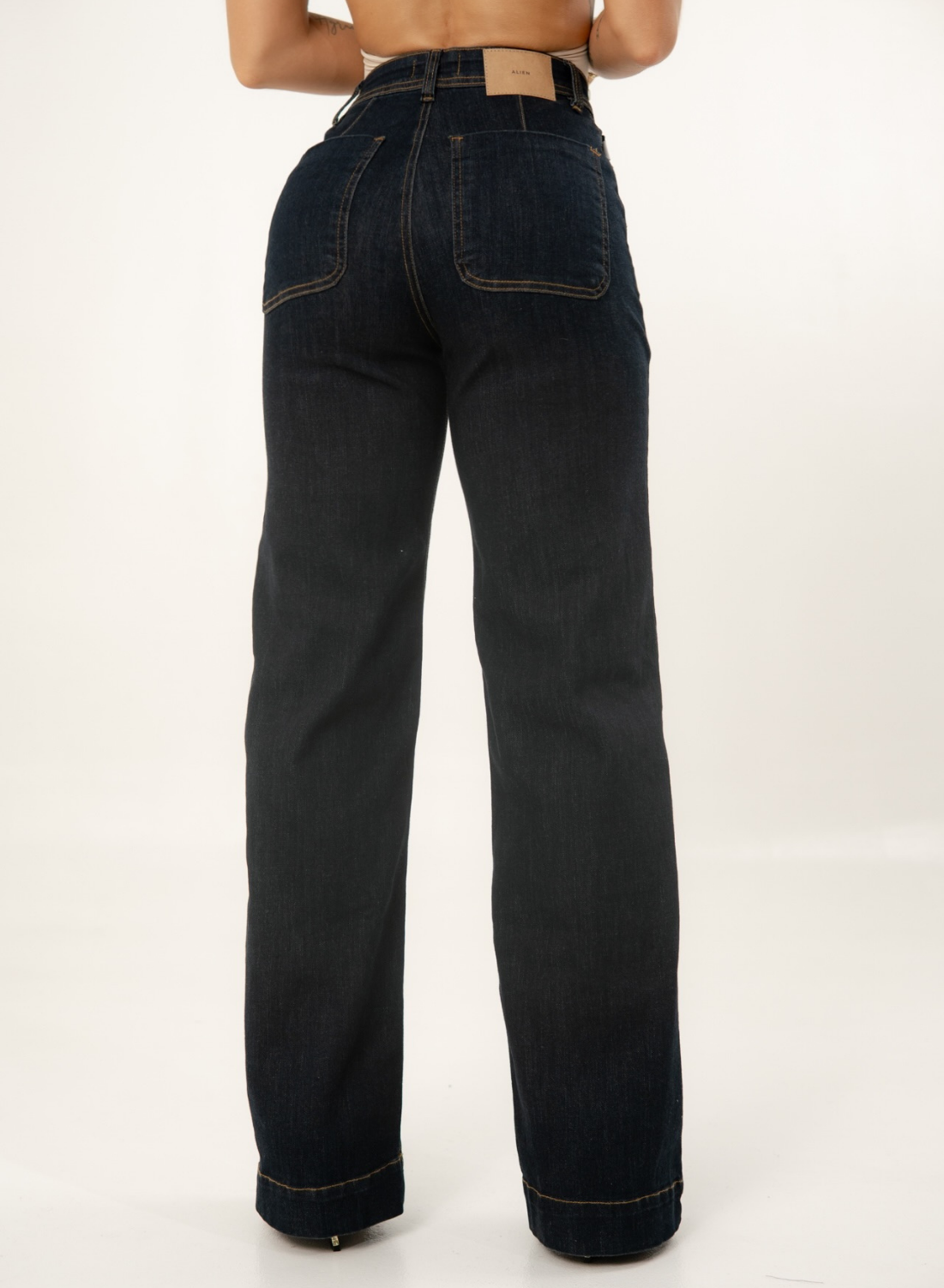 Women's Classic Mom Flare Jeans dark blue alien jeans