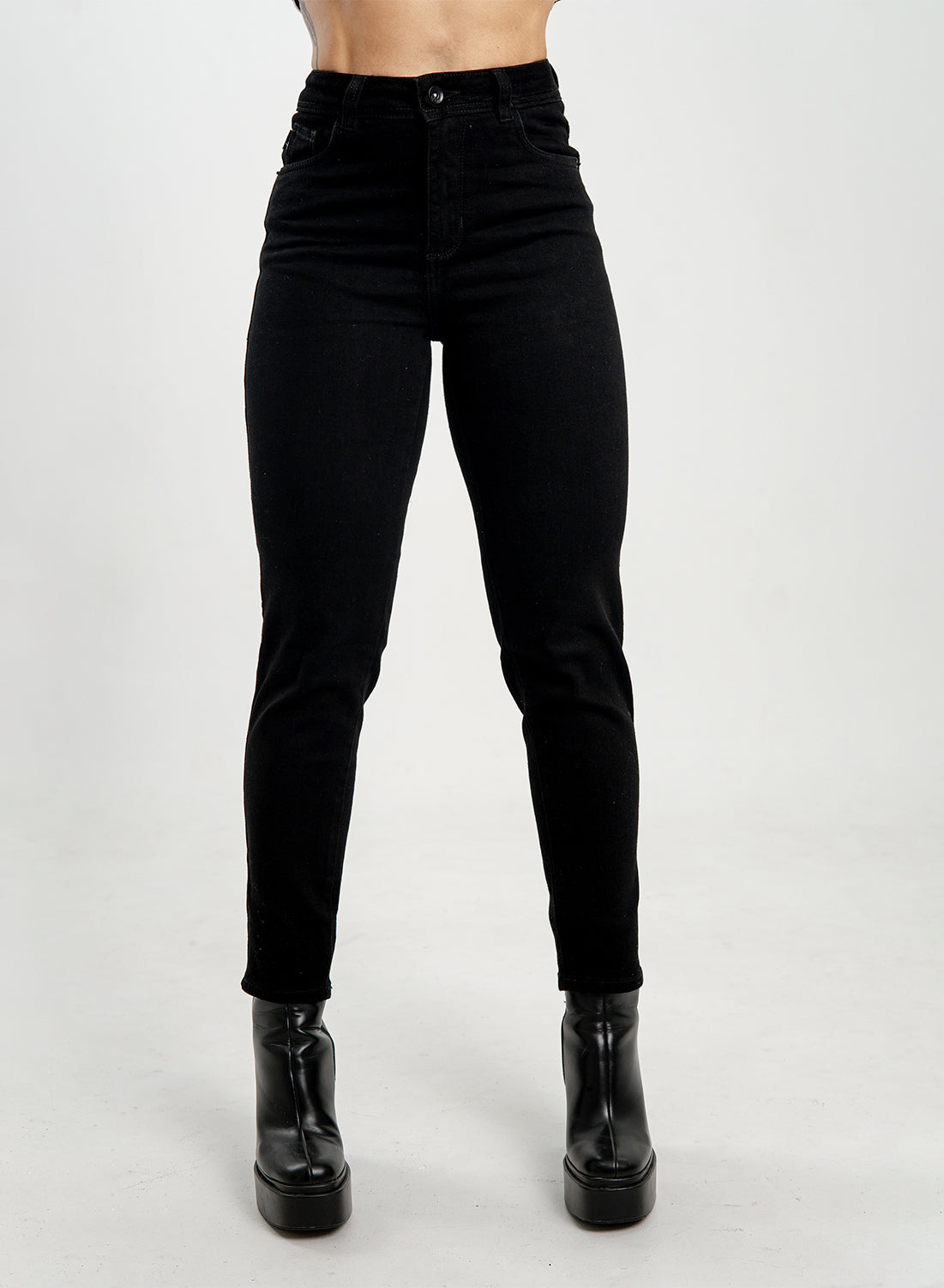 Black High Rise Mom Jeans