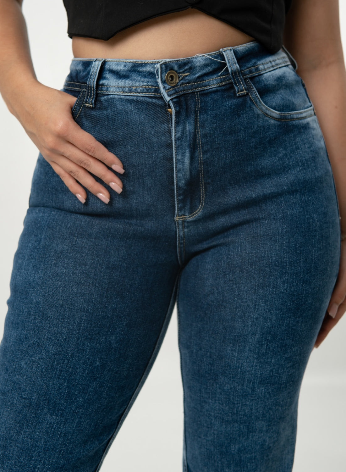 Women's Classic Mid Rise BLUE Mom Alien Jeans