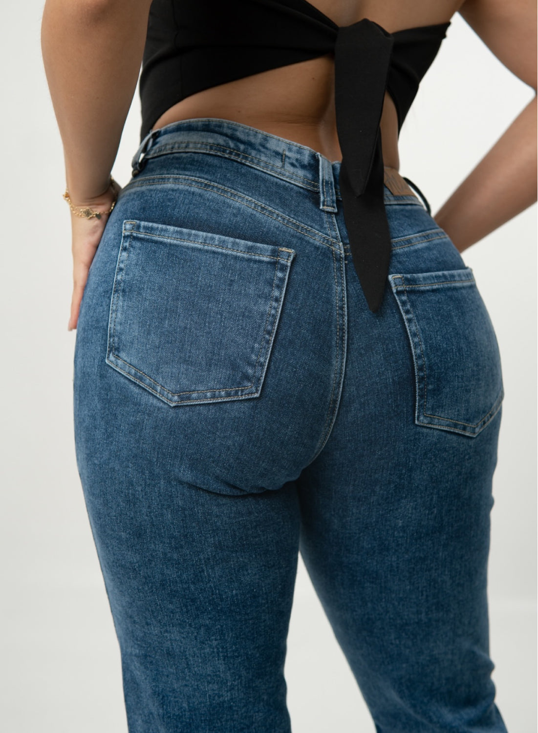 Women's Classic Mid Rise BLUE Mom Alien Jeans
