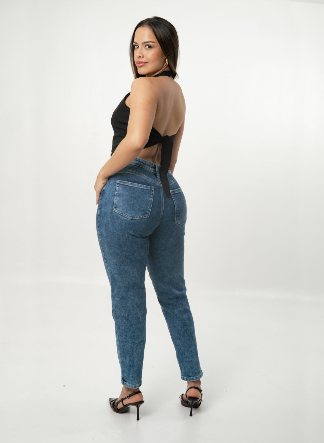 Women's Classic Mid Rise BLUE Mom Alien Jeans