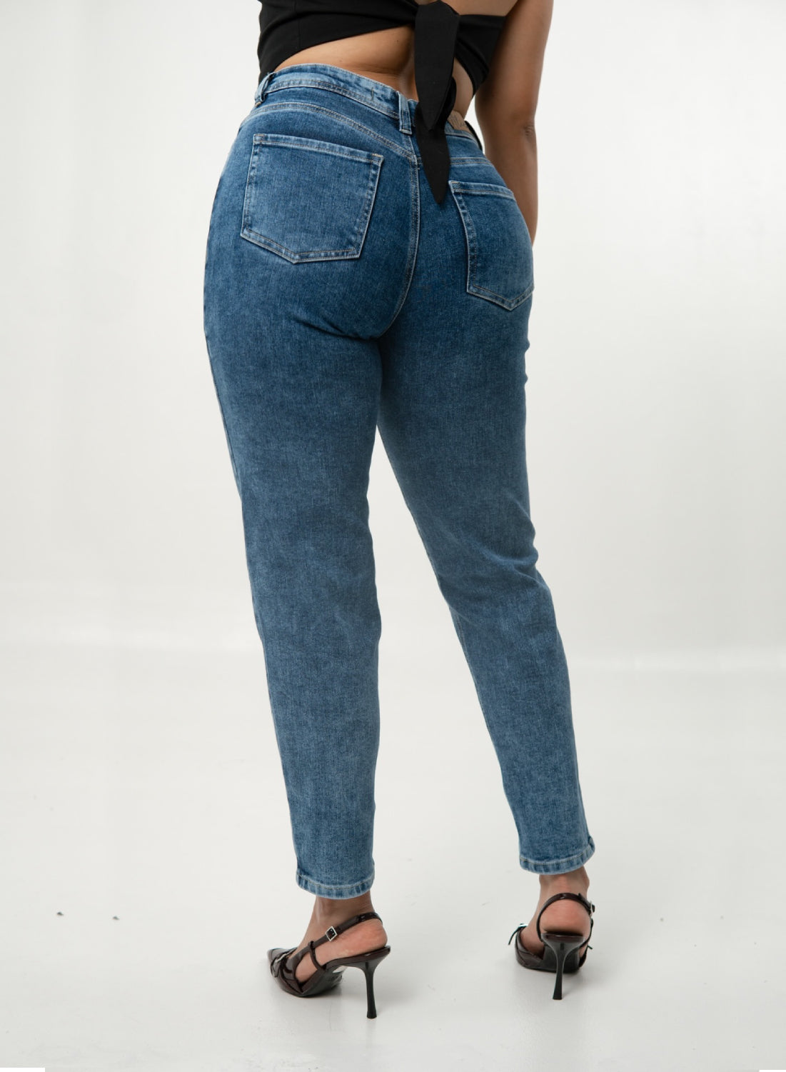 Women's Classic Mid Rise BLUE Mom Alien Jeans