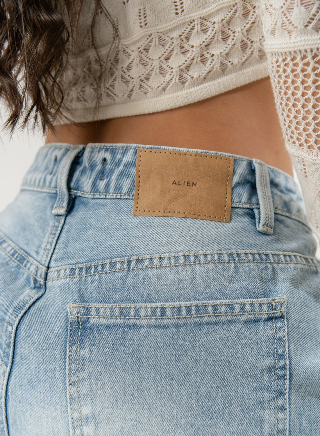 Women's Mid Rise Jorts RIPPED Light blue