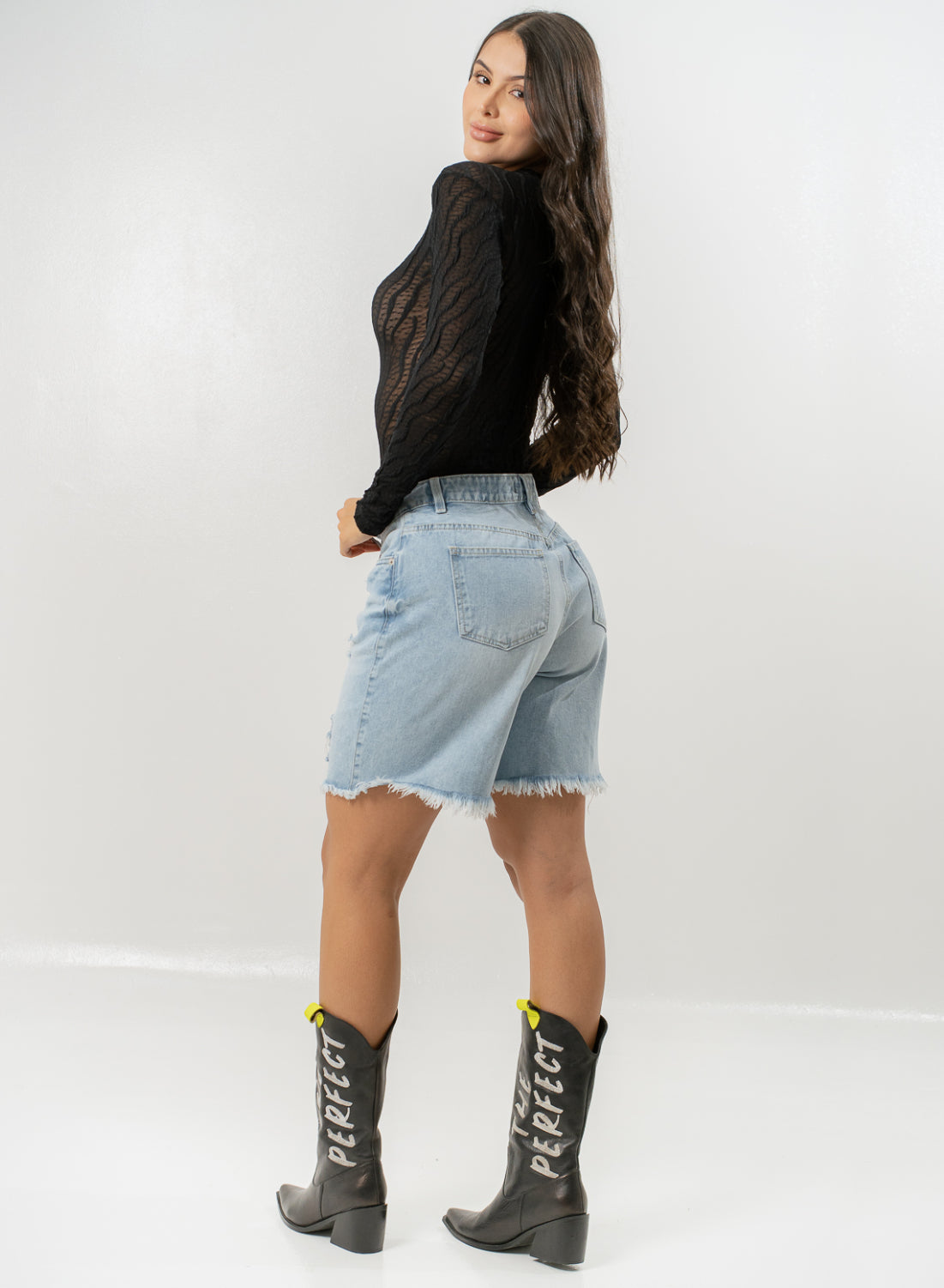 Women's Mid Rise Jorts Distressed and Ripped ALIEN JEANS