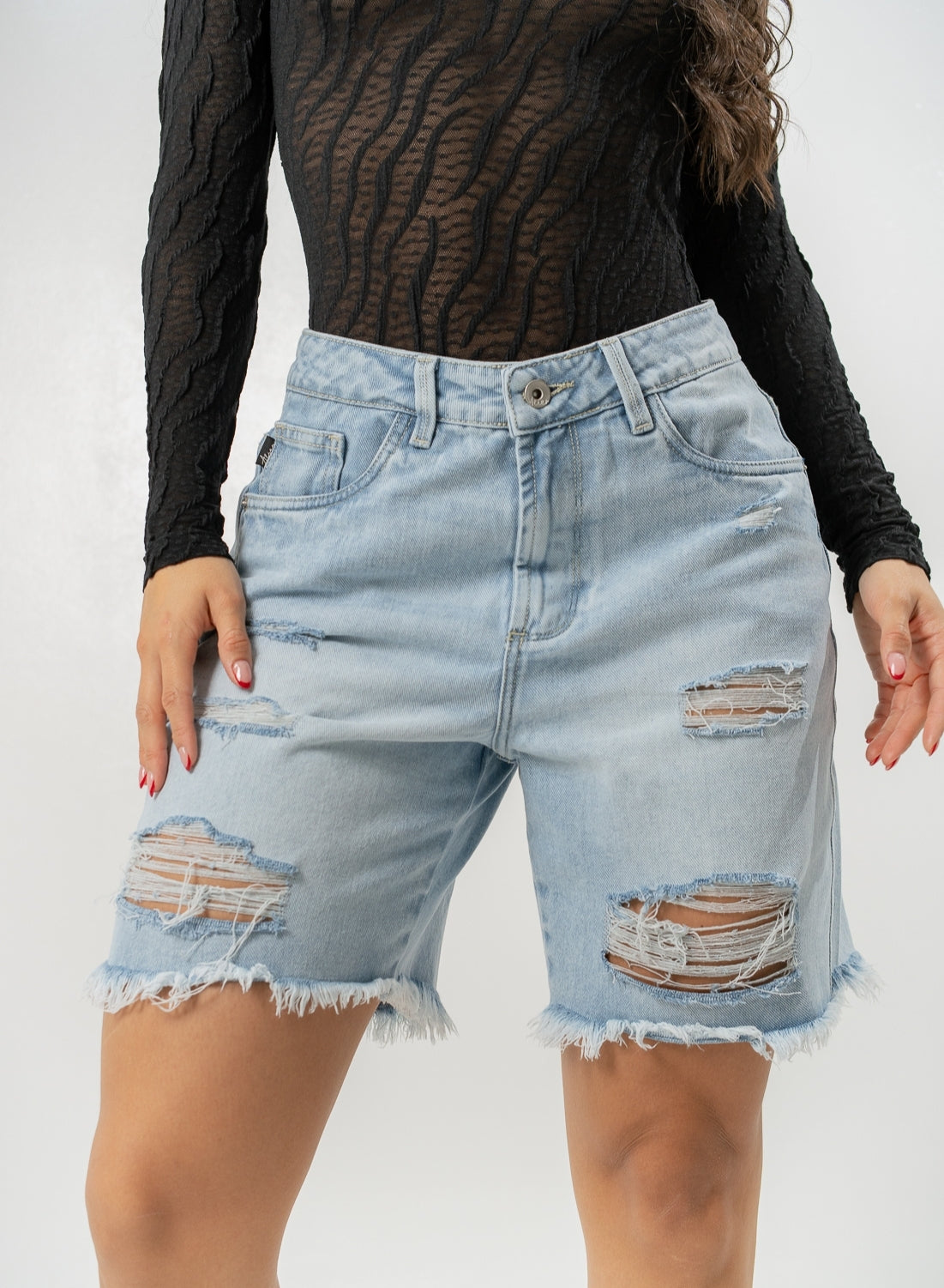 Women's Mid Rise Jorts Distressed and Ripped ALIEN JEANS