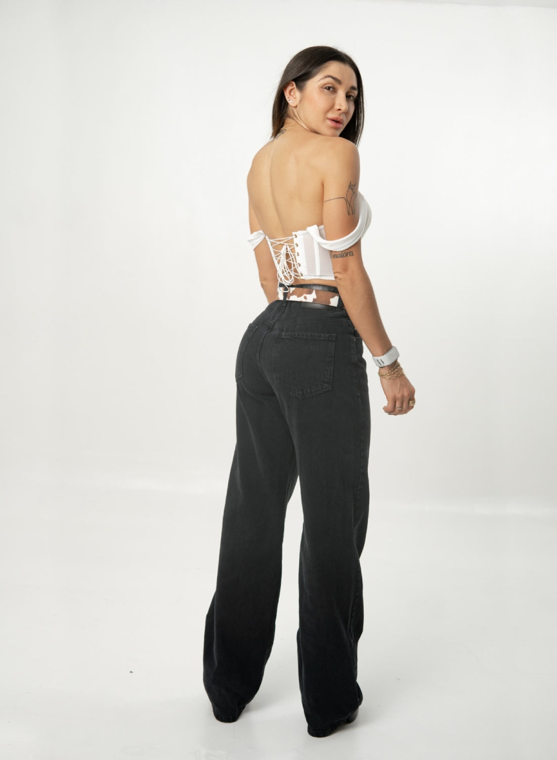 Women's Mid Waist Straight ALIEN Black Jeans