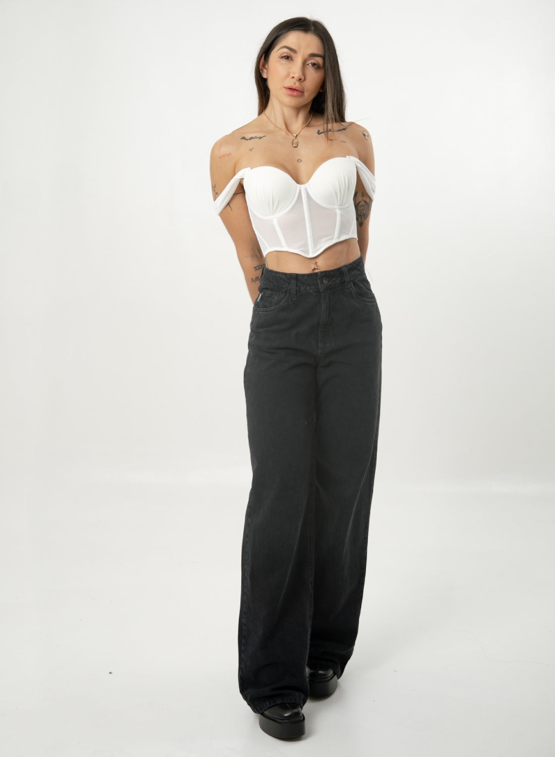 Women's Mid Waist Straight ALIEN Black Jeans