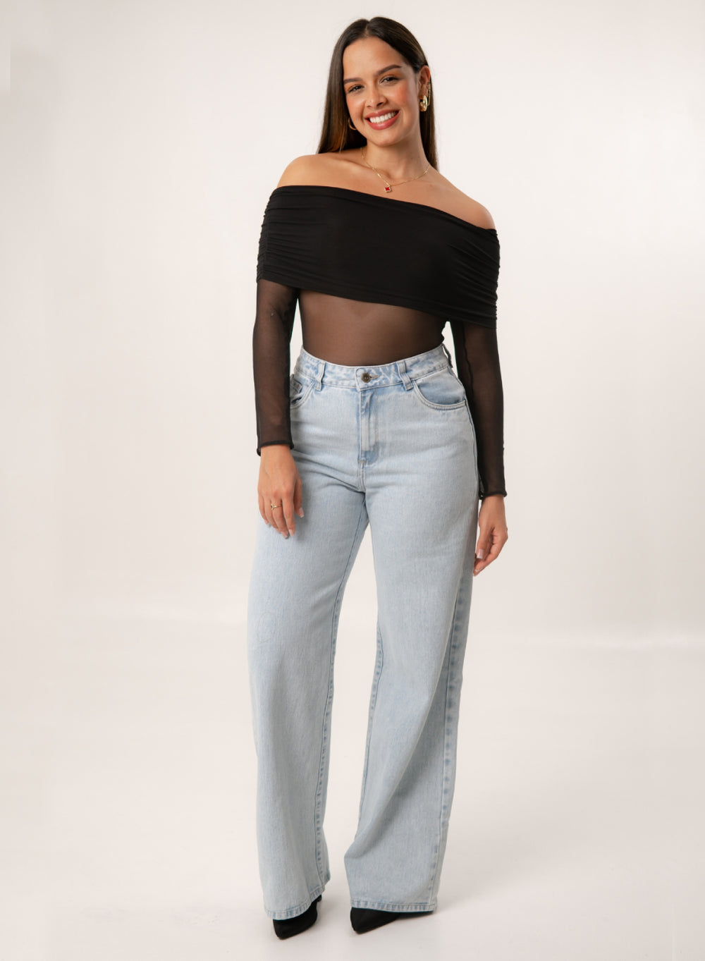 Mid Rise Straight Jeans