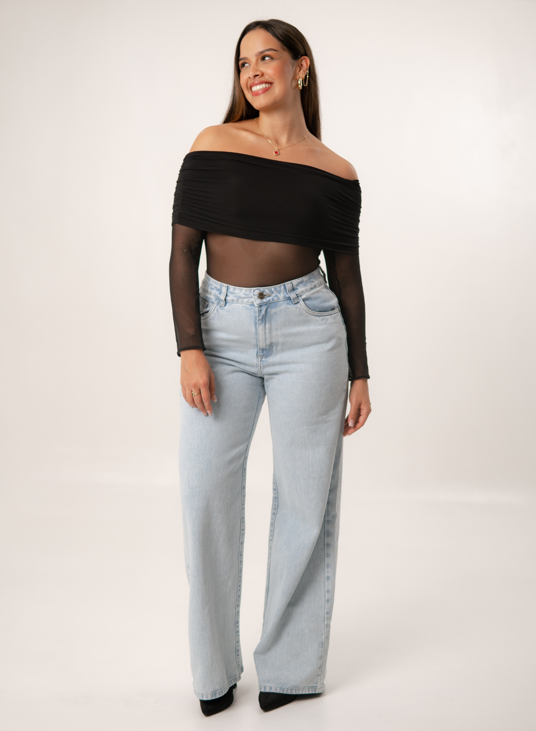 Mid Rise Straight Jeans